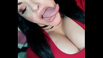 Hottest 18+ Teen Babe Shows Off Her Long Tongue And Throat